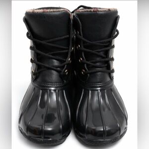 🍀🍀 Jessica Carlyle Black Duck Boots Plaid Lined Waterproof Lace Up Boots